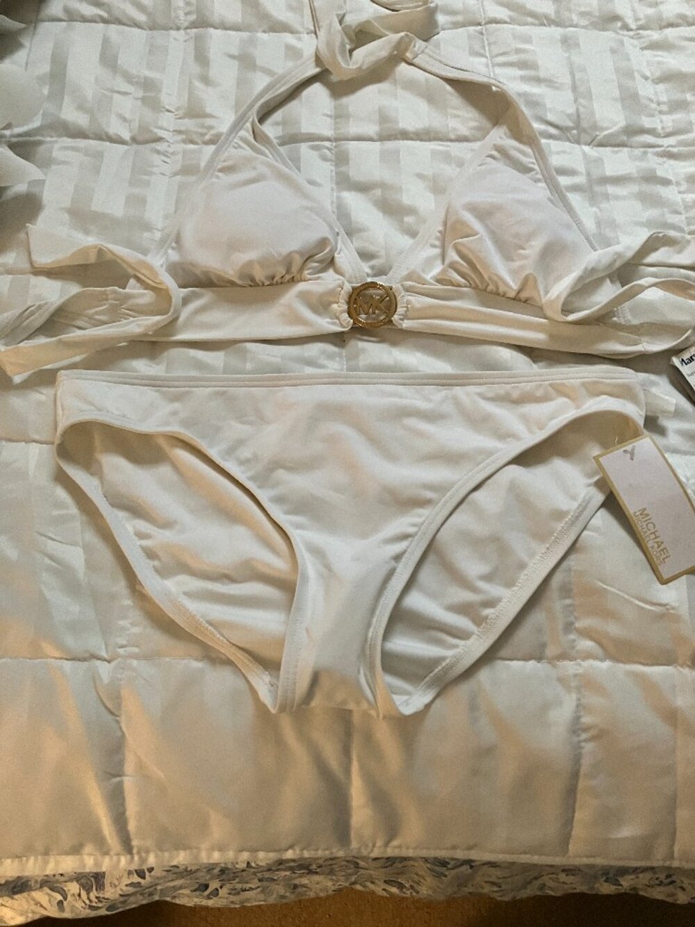Michael Kors two piece bikini, white, with halter top size L